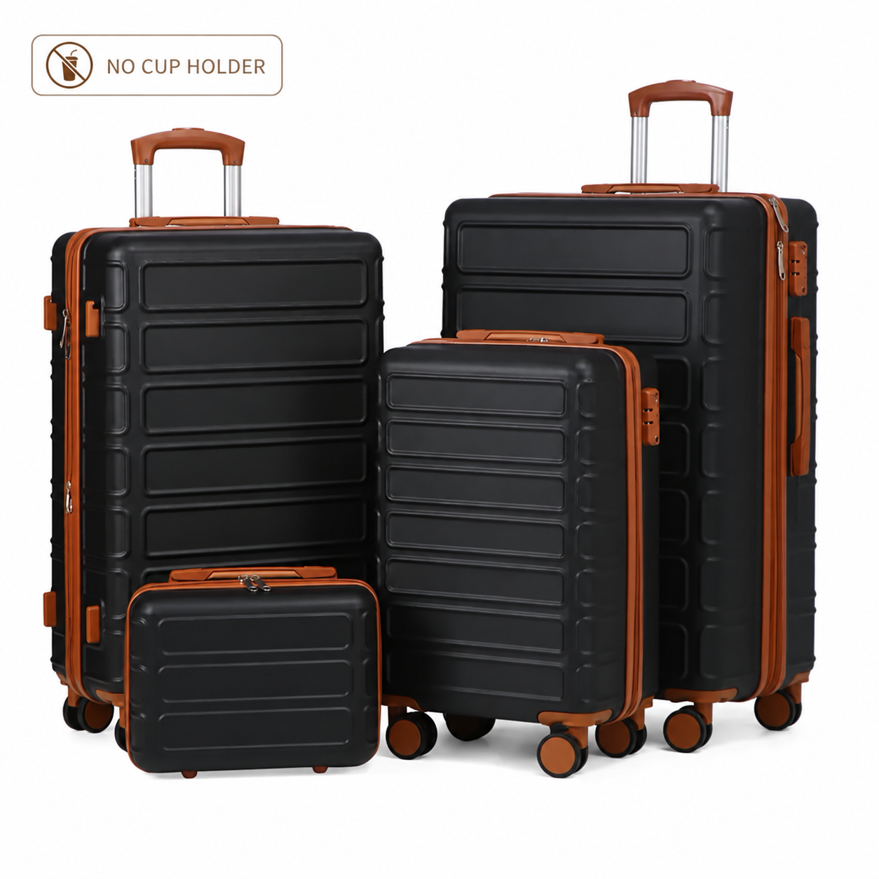 Black four-piece hard-shell luggage set
