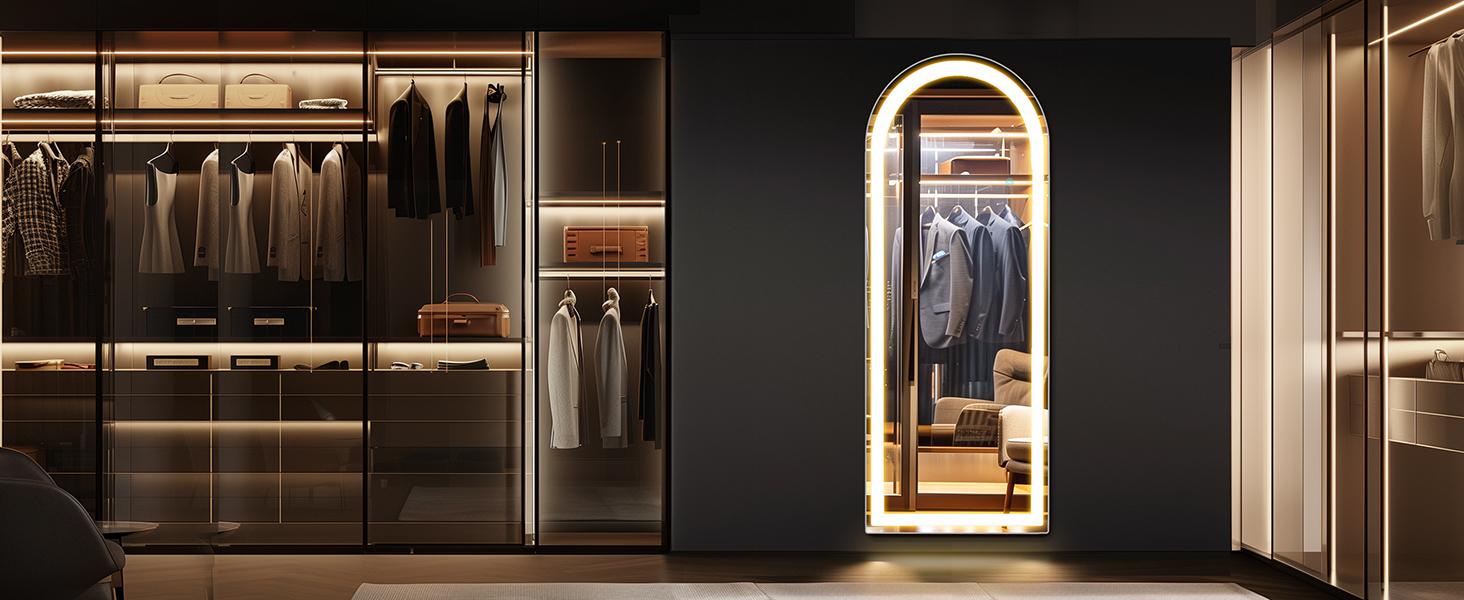 Dimmable 3-Color LED Full-Length Floor Mirror feature image 4