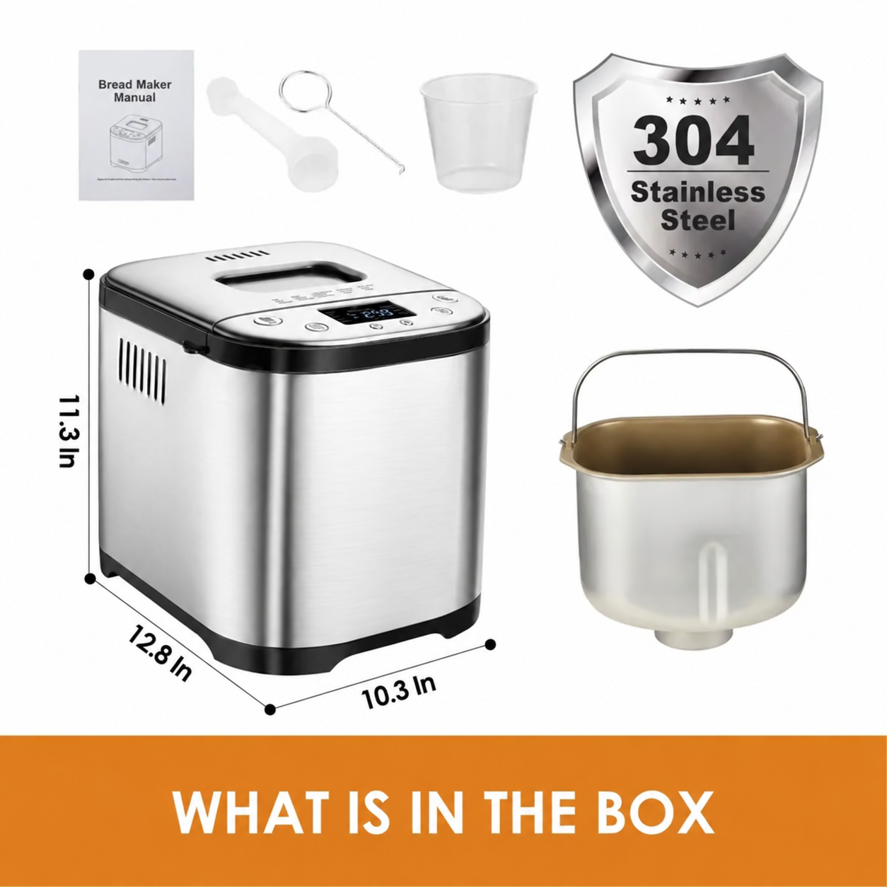 Bread maker dimensions and included accessories