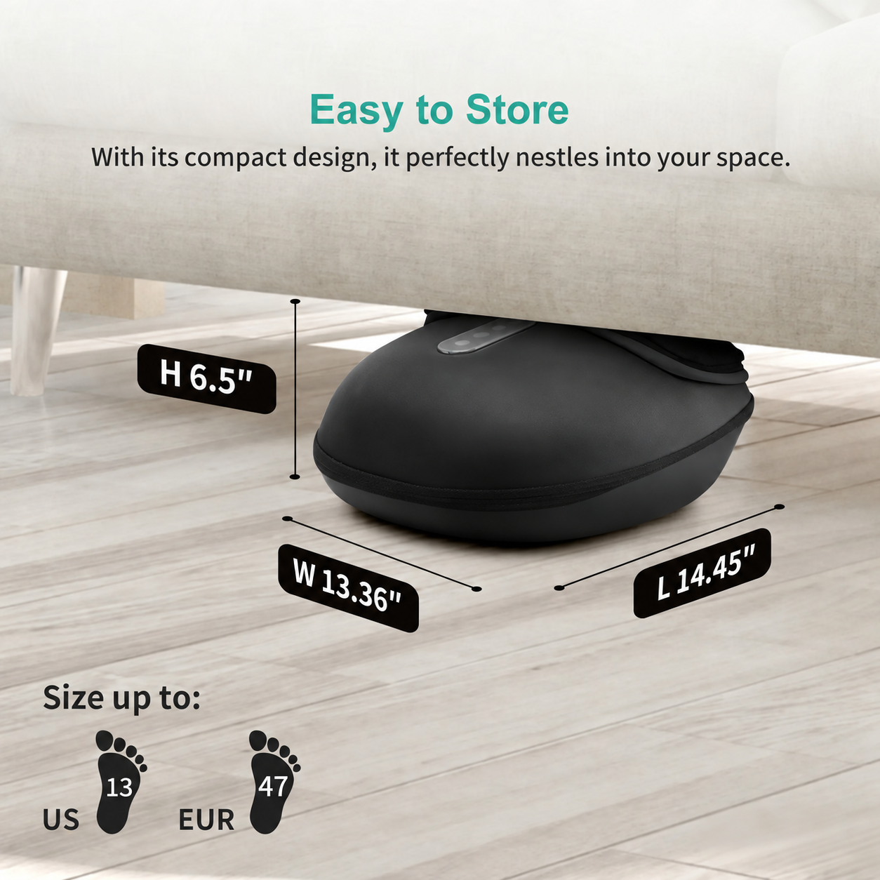 Compact heated foot massager storage dimensions