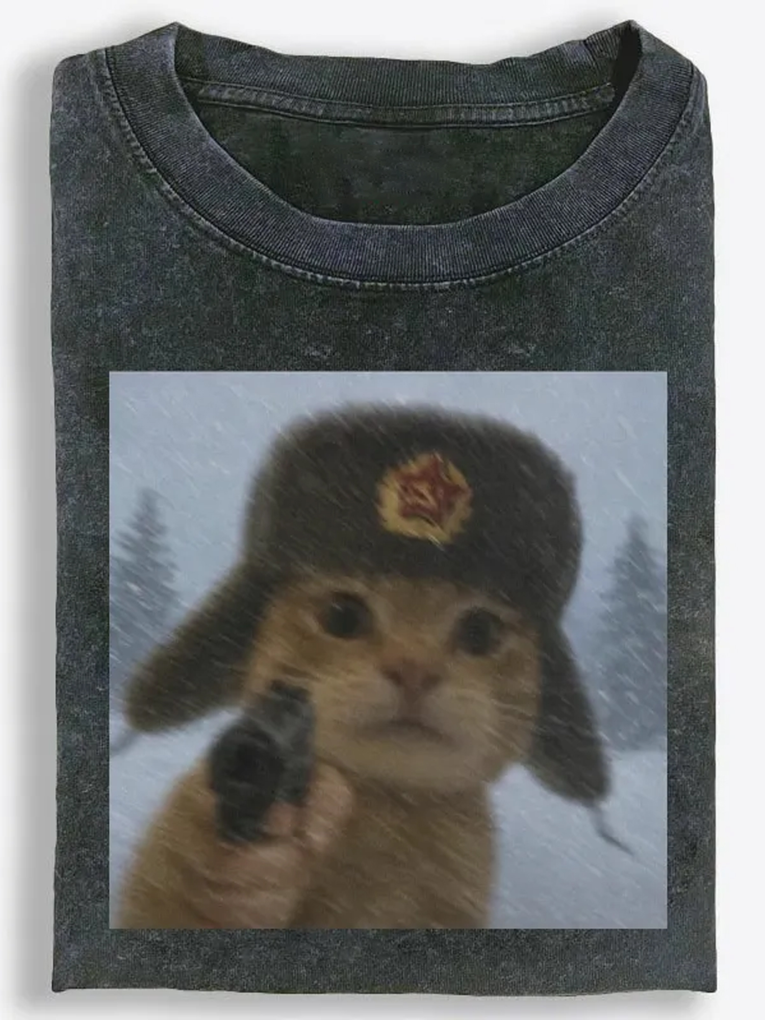Winter Cat Vintage Washed T-Shirt
