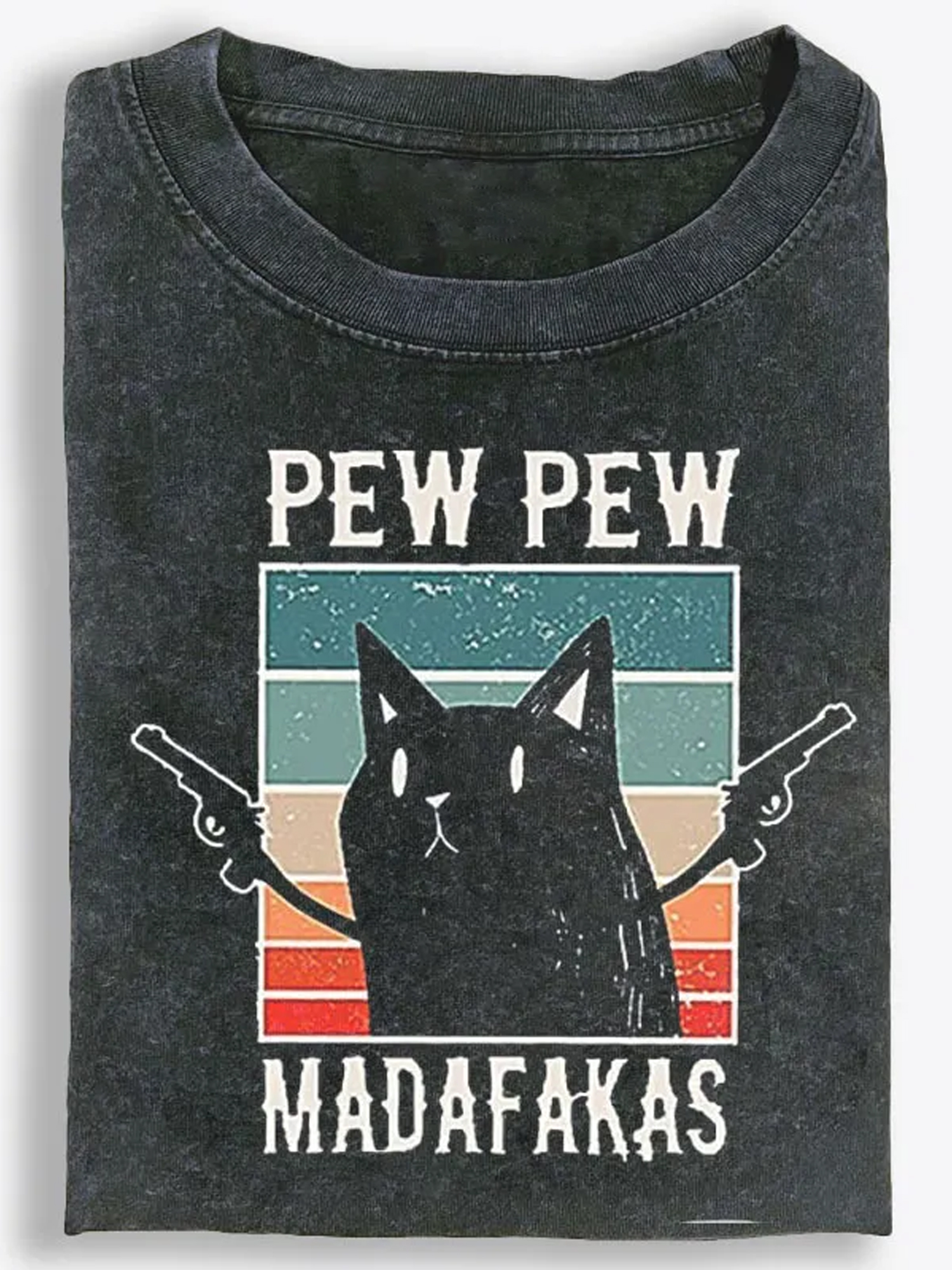 Pew Pew Cat Vintage Washed T-Shirt