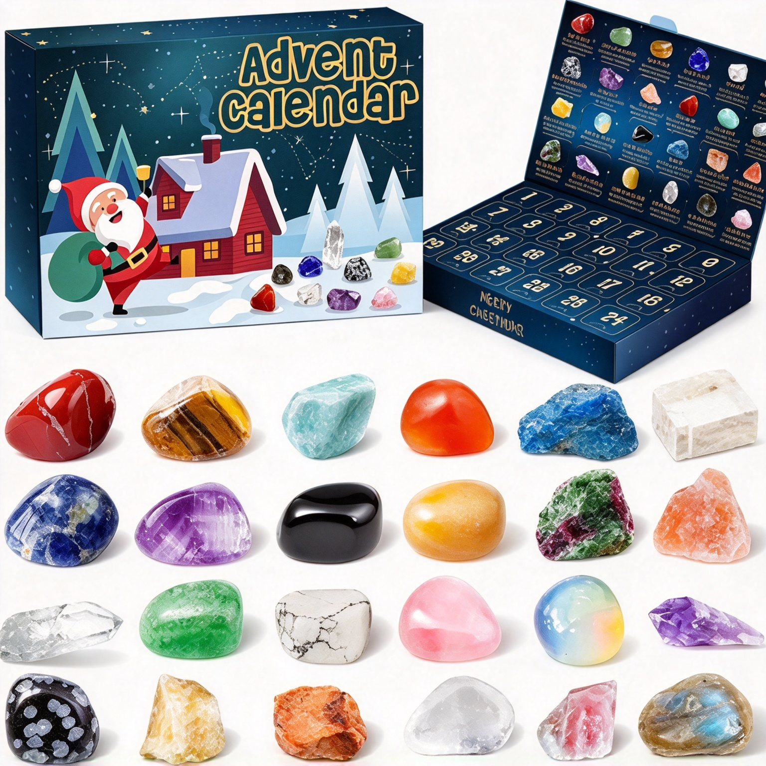 💎Crystals Advent Calendar 2026-24 Days Chakra Crystals&Healing Stones🔮