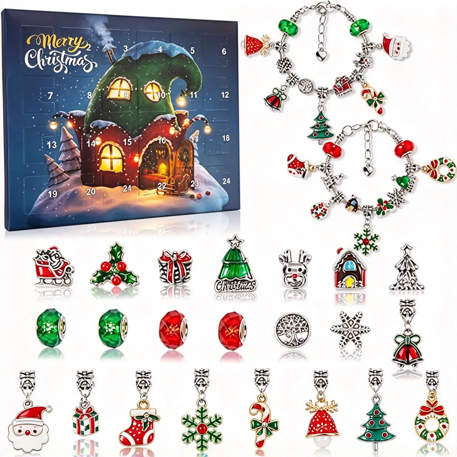 DIY 24 Days Christmas Countdown Calendar Bracelets Set