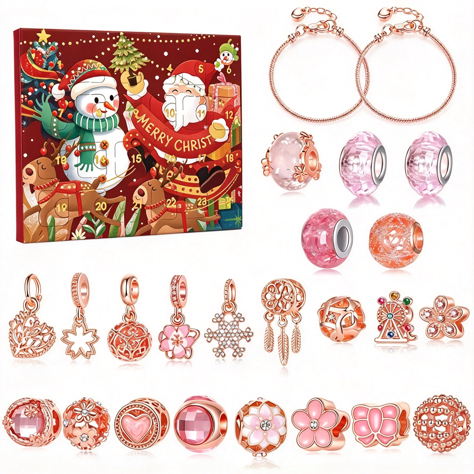 DIY 24 Days Christmas Countdown Calendar Bracelets Set