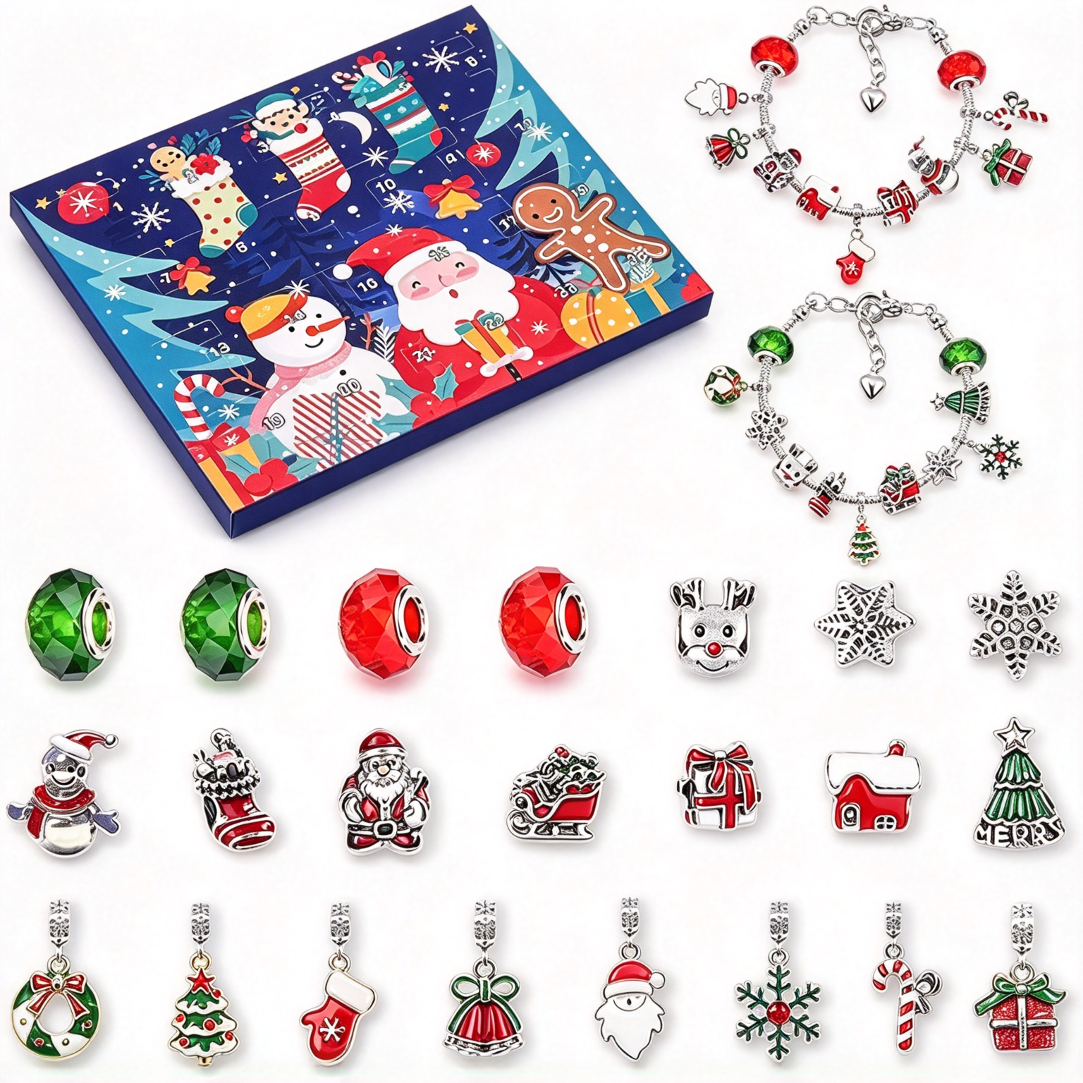 DIY 24 Days Christmas Countdown Calendar Bracelets Set