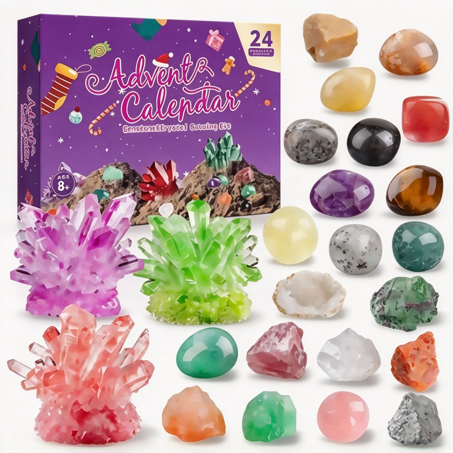 💎Crystals Advent Calendar 2026-24 Days Chakra Crystals&Healing Stones🔮