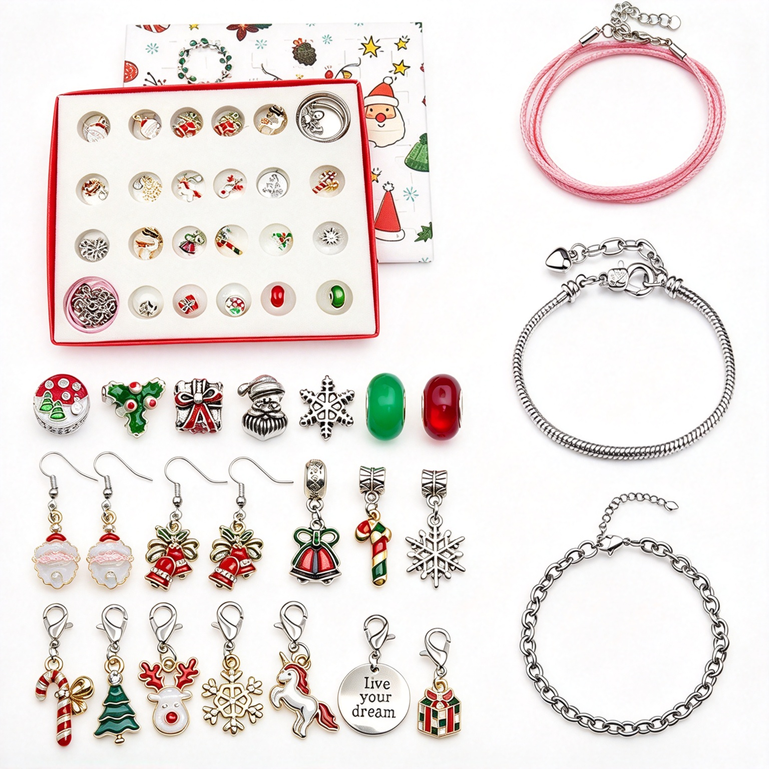 DIY 24 Days Christmas Countdown Calendar Bracelets Set