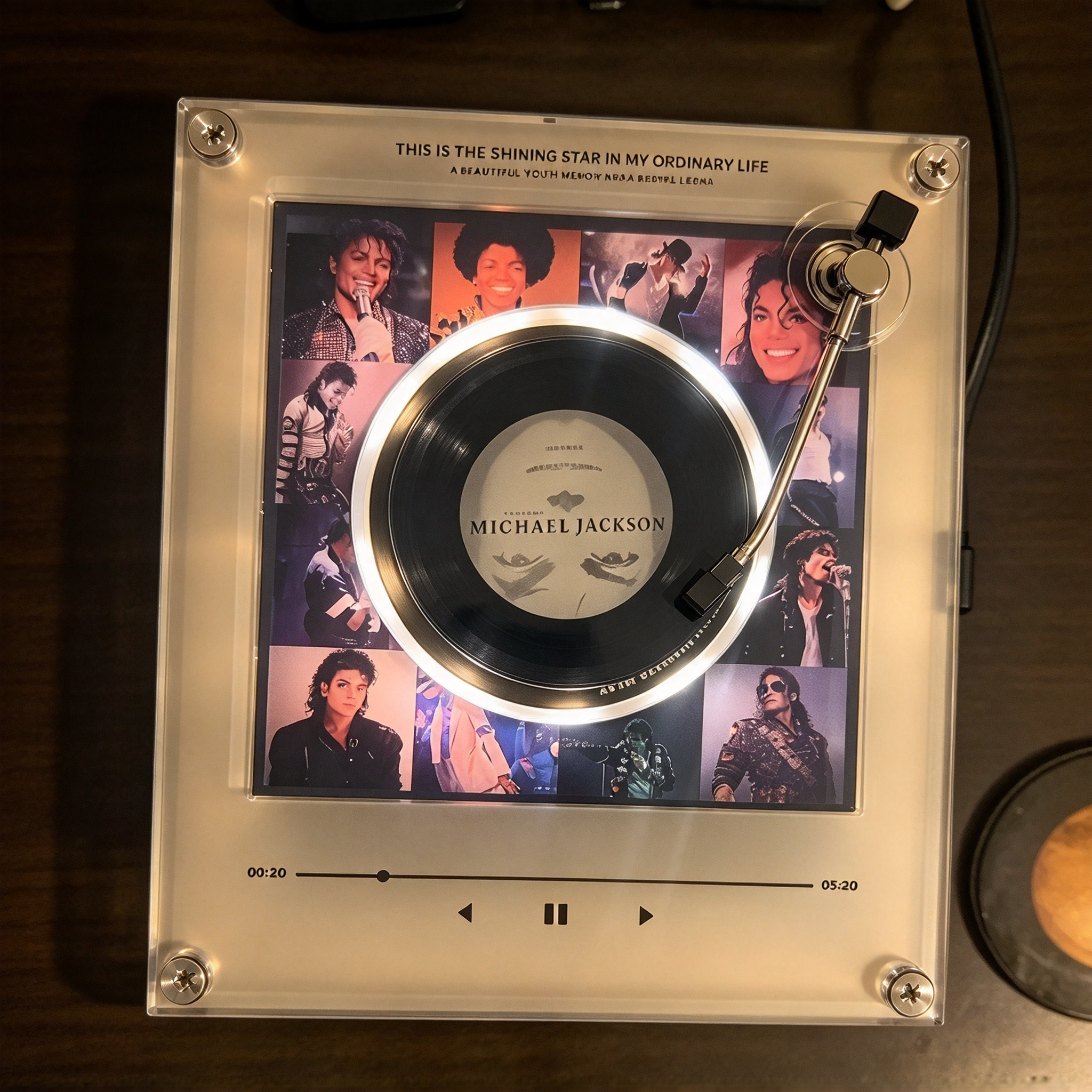 Personalized mini record player music display