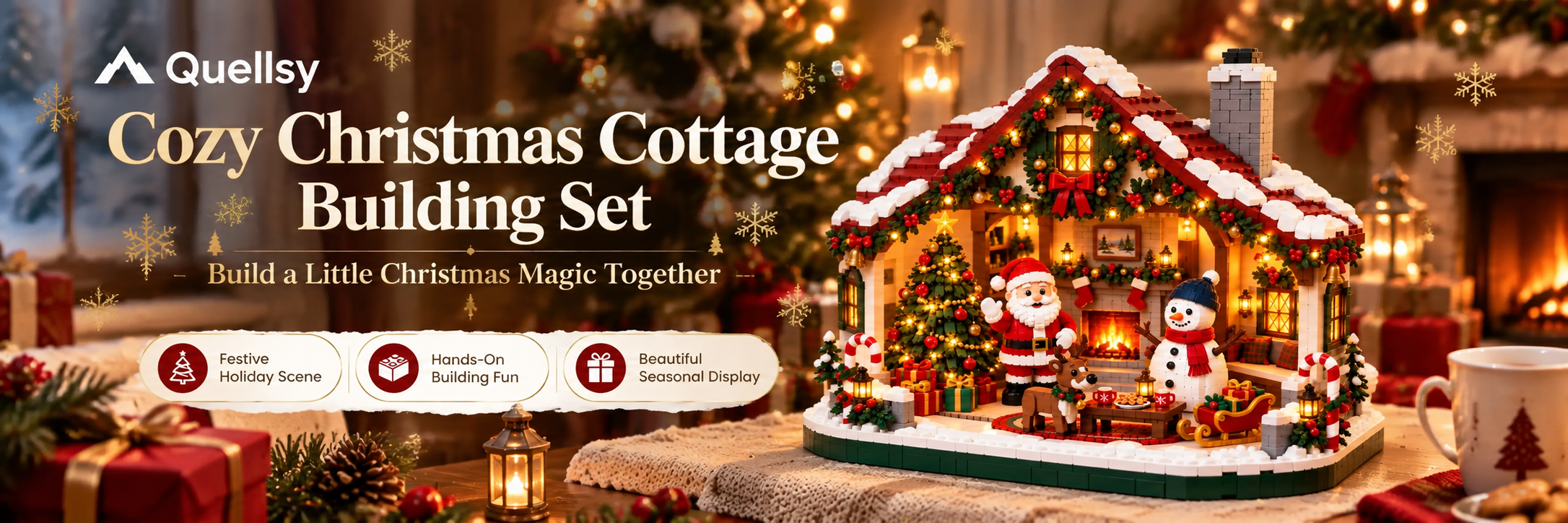 Cozy Christmas cottage building set