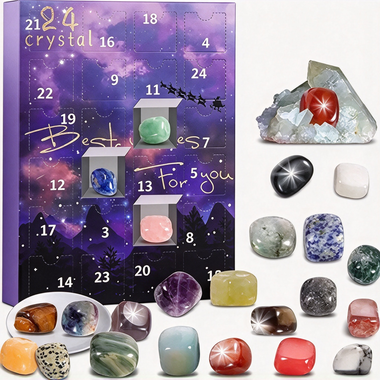 💎Crystals Advent Calendar 2026-24 Days Chakra Crystals&Healing Stones🔮