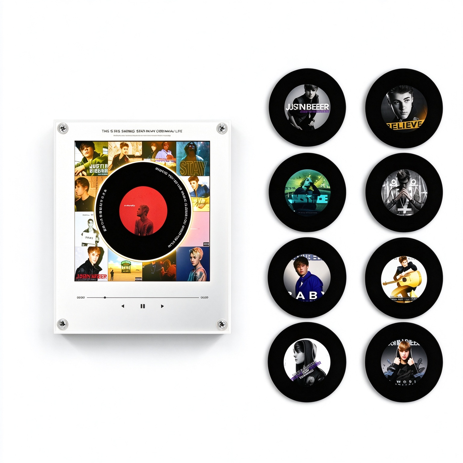 Custom Christmas Mini Vinyl Player with 9 Exchangeable Discs - Vintage Holiday Music Box & Perfect Christmas Gift for Music Lovers