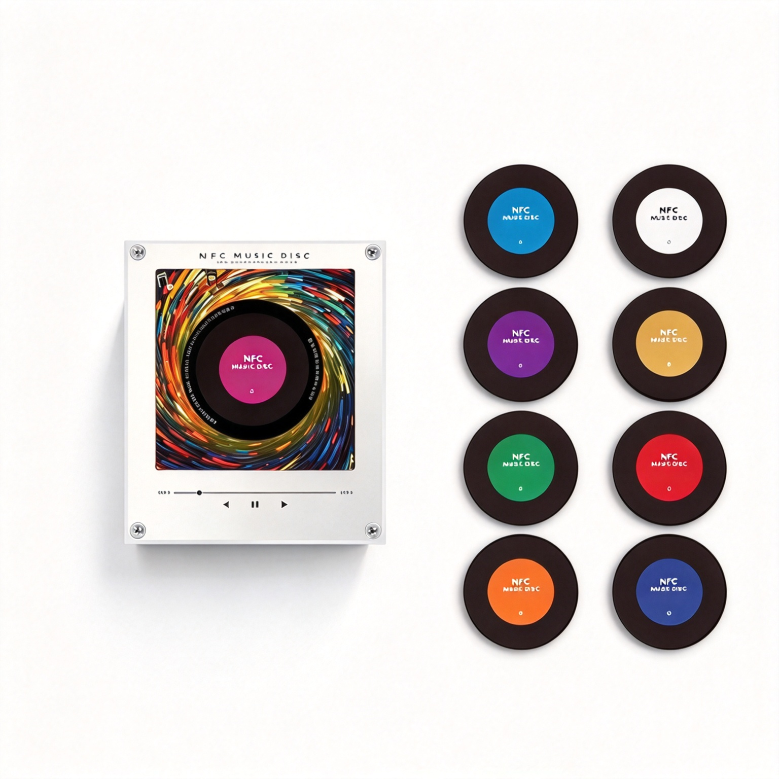 Custom Christmas Mini Vinyl Player with 9 Exchangeable Discs - Vintage Holiday Music Box & Perfect Christmas Gift for Music Lovers