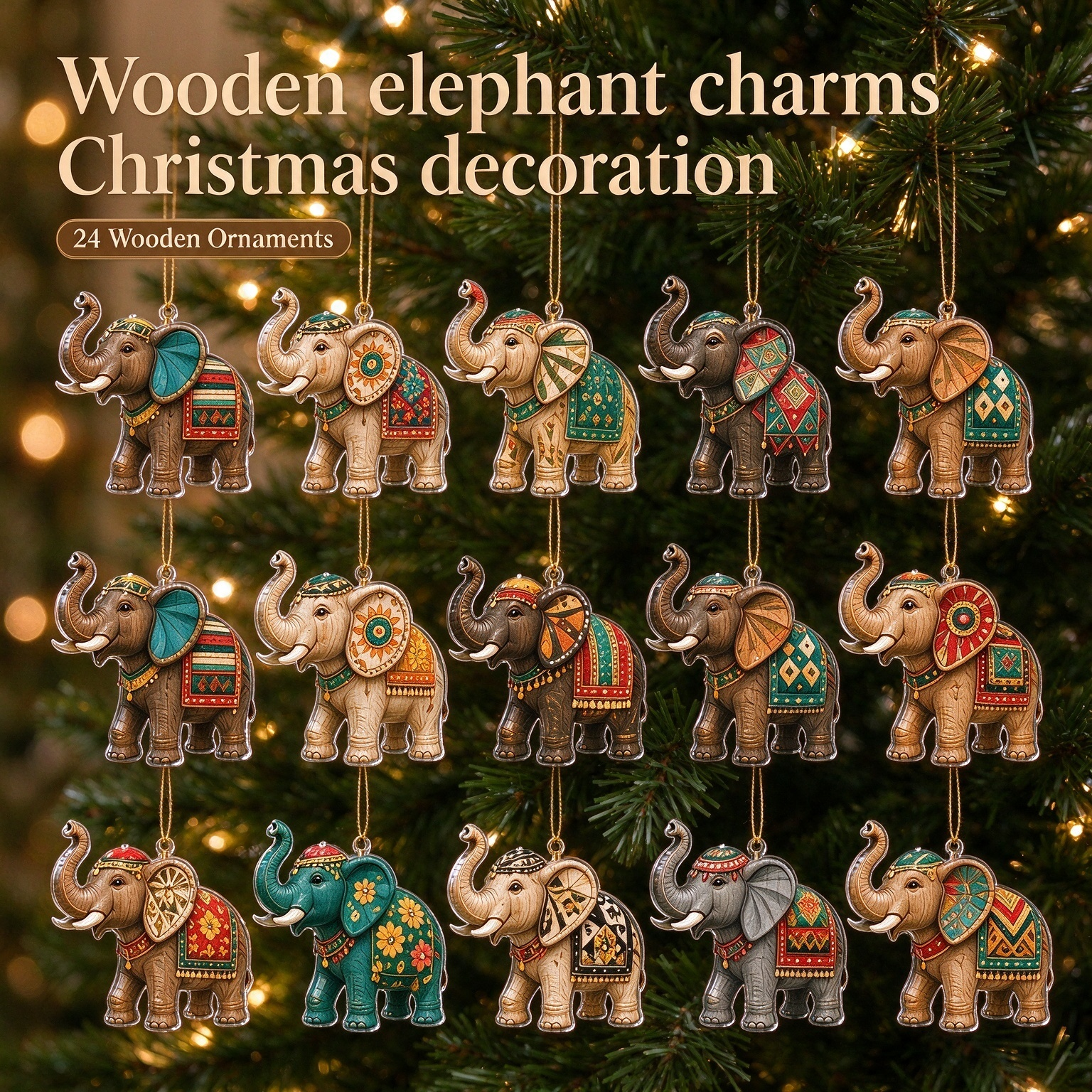 50% OFF | 🐘 2026 Savanna Spirit Elephant Advent Calendar – 24 Wooden Charms ✨