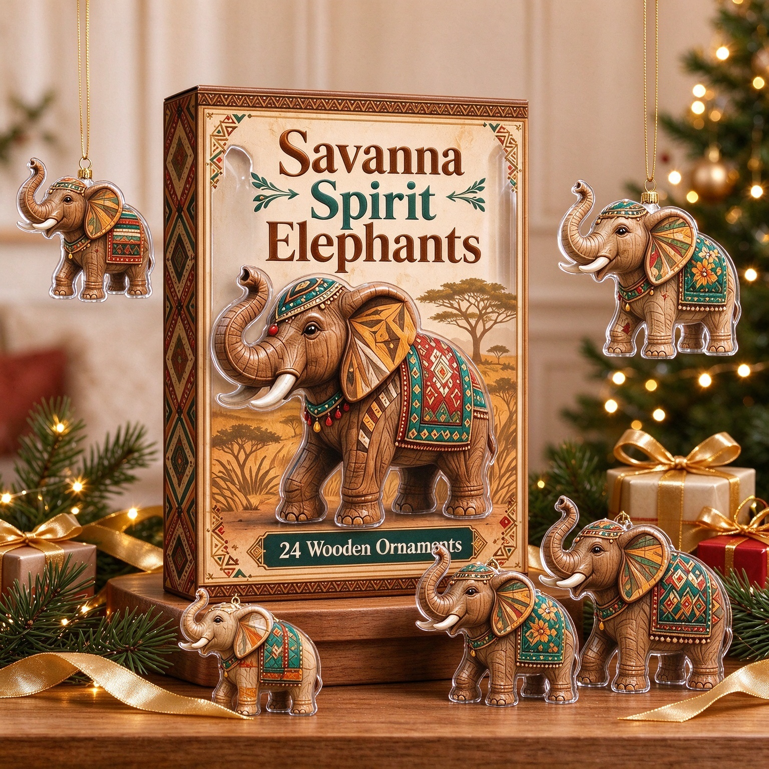 50% OFF | 🐘 2026 Savanna Spirit Elephant Advent Calendar – 24 Wooden Charms ✨
