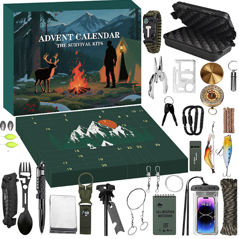50% OFF | 🏕️ Outdoorsman Advent Calendar – 24 Days Survival & Camping Gear Surprises 🎄