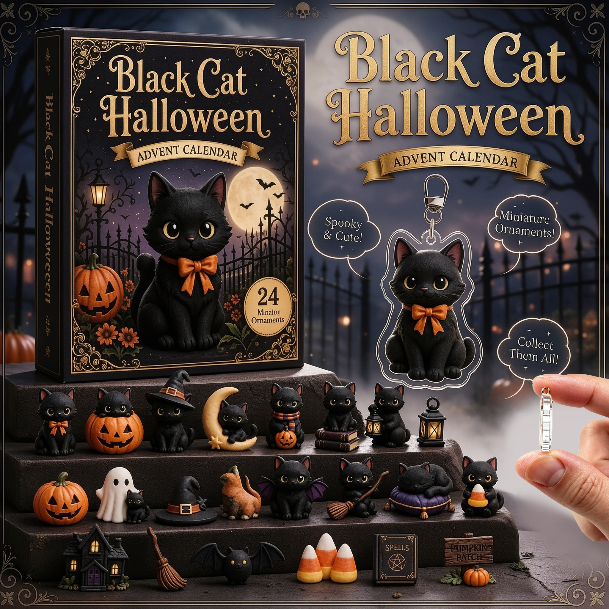 Spooky Graveyard Halloween Advent Calendar 2026 – 24-Day Countdown with Acrylic Charms