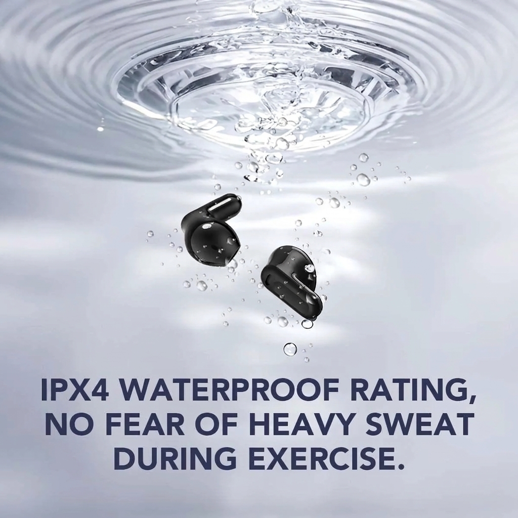 Open In-Ear AI Translation Wireless Earbuds - NE20 Bluetooth 6.0, 130+ Language Translator, IPX5 Sweatproof for Running/Business, Black,With LED Touch Screen