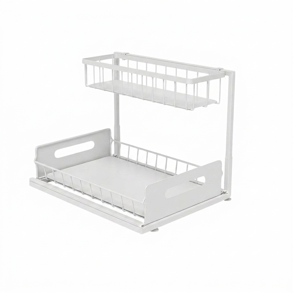 2-Tier Removable Storage Organizer, Detachable Multi-Purpose Shelving Rack for Kitchen Countertop & Bathroom Vanity