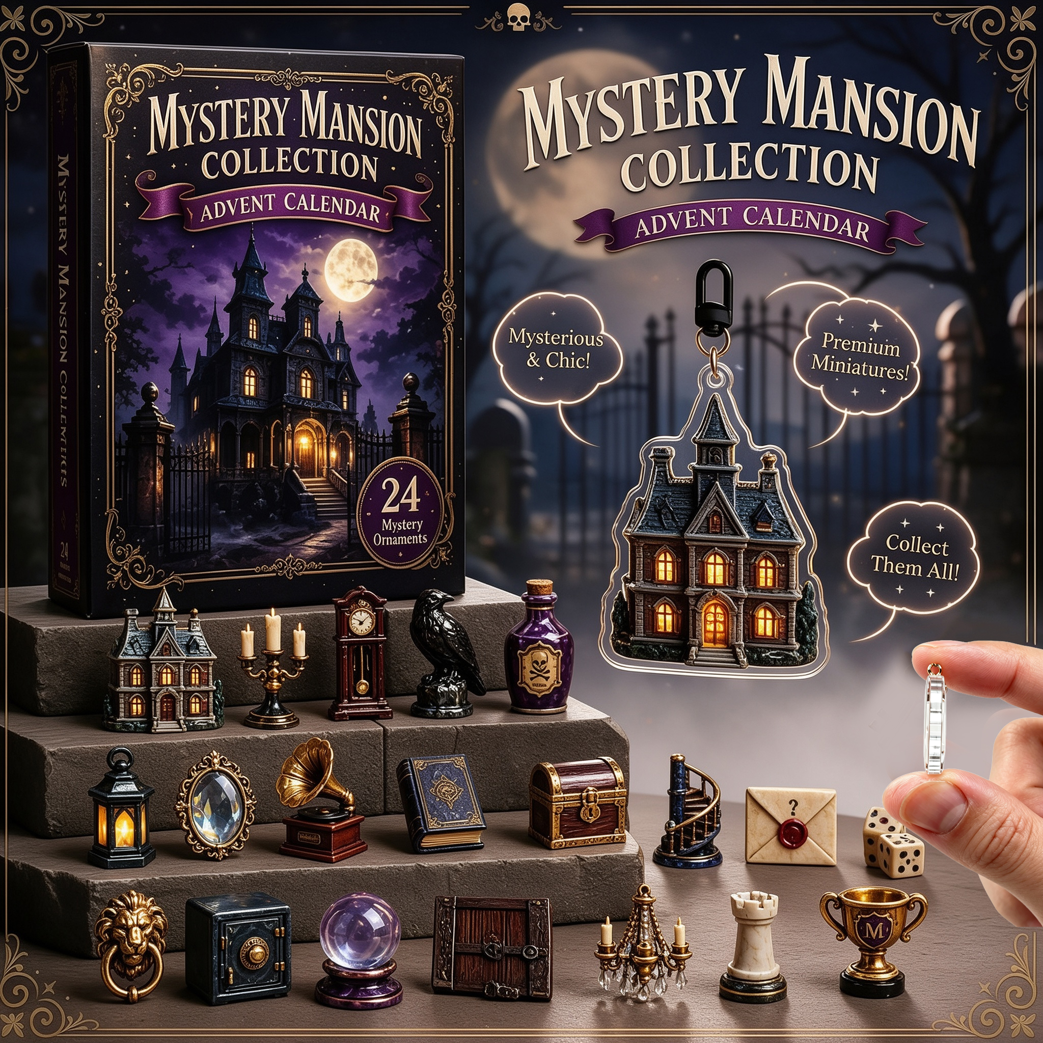 Spooky Graveyard Halloween Advent Calendar 2026 – 24-Day Countdown with Acrylic Charms