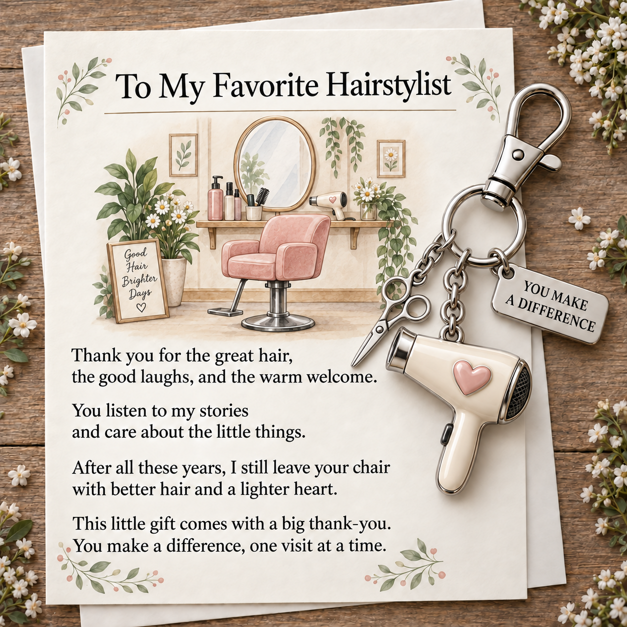 50% OFF | ✨ "You Make a Difference" Appreciation Gift Set – Keychain & Greeting Card 🎁