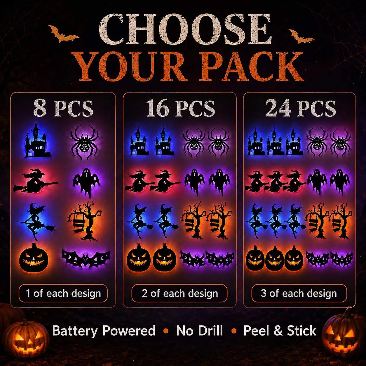 Halloween LED silhouette wall lights