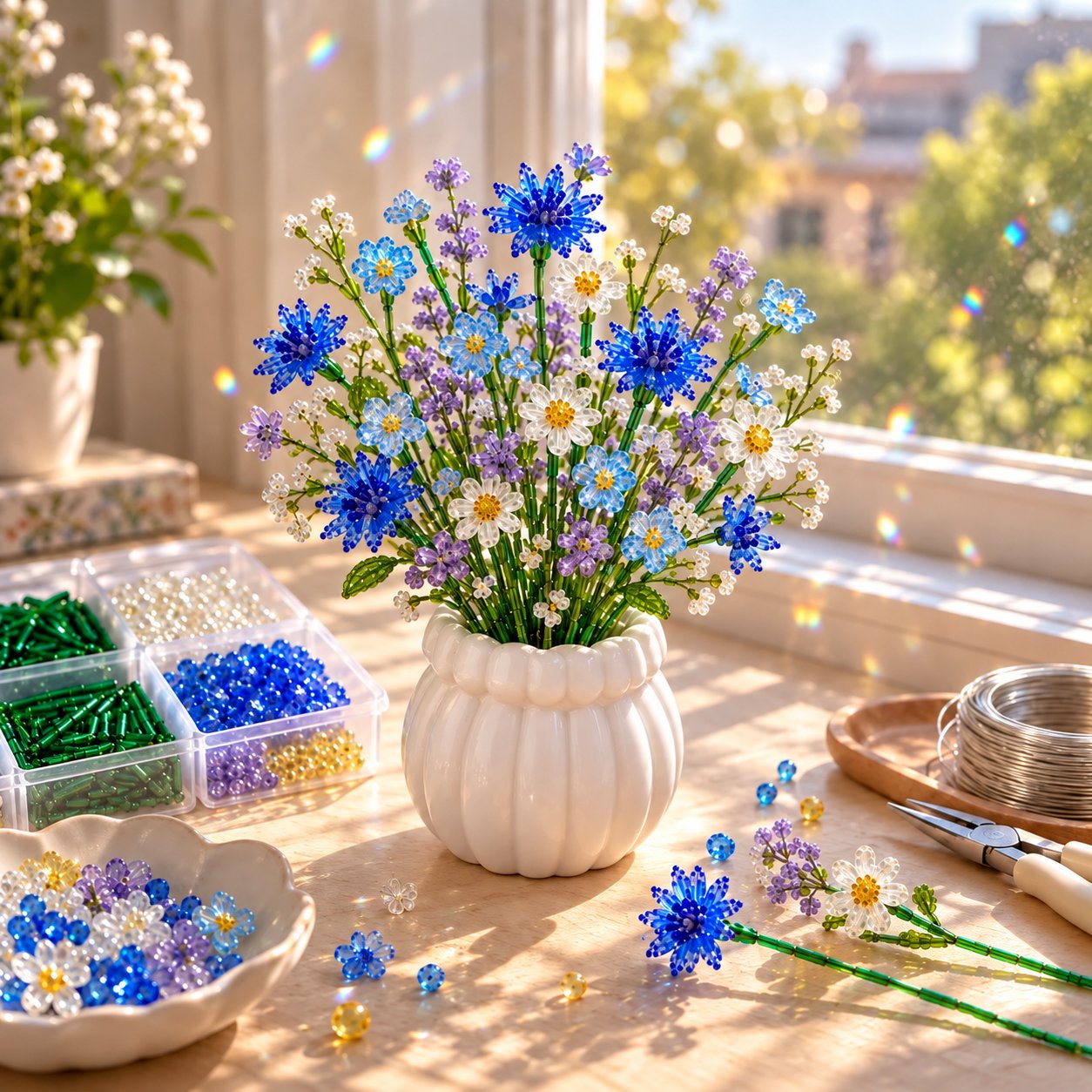 50% OFF | 🌷🧘 Beaded Wildflower Bouquet DIY Kit – Relaxing & Beginner-Friendly Floral Craft ✨