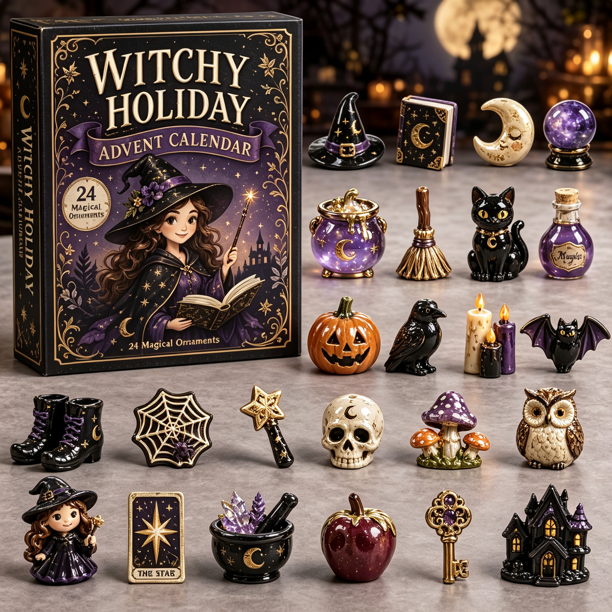 Spooky Graveyard Halloween Advent Calendar 2026 – 24-Day Countdown with Acrylic Charms