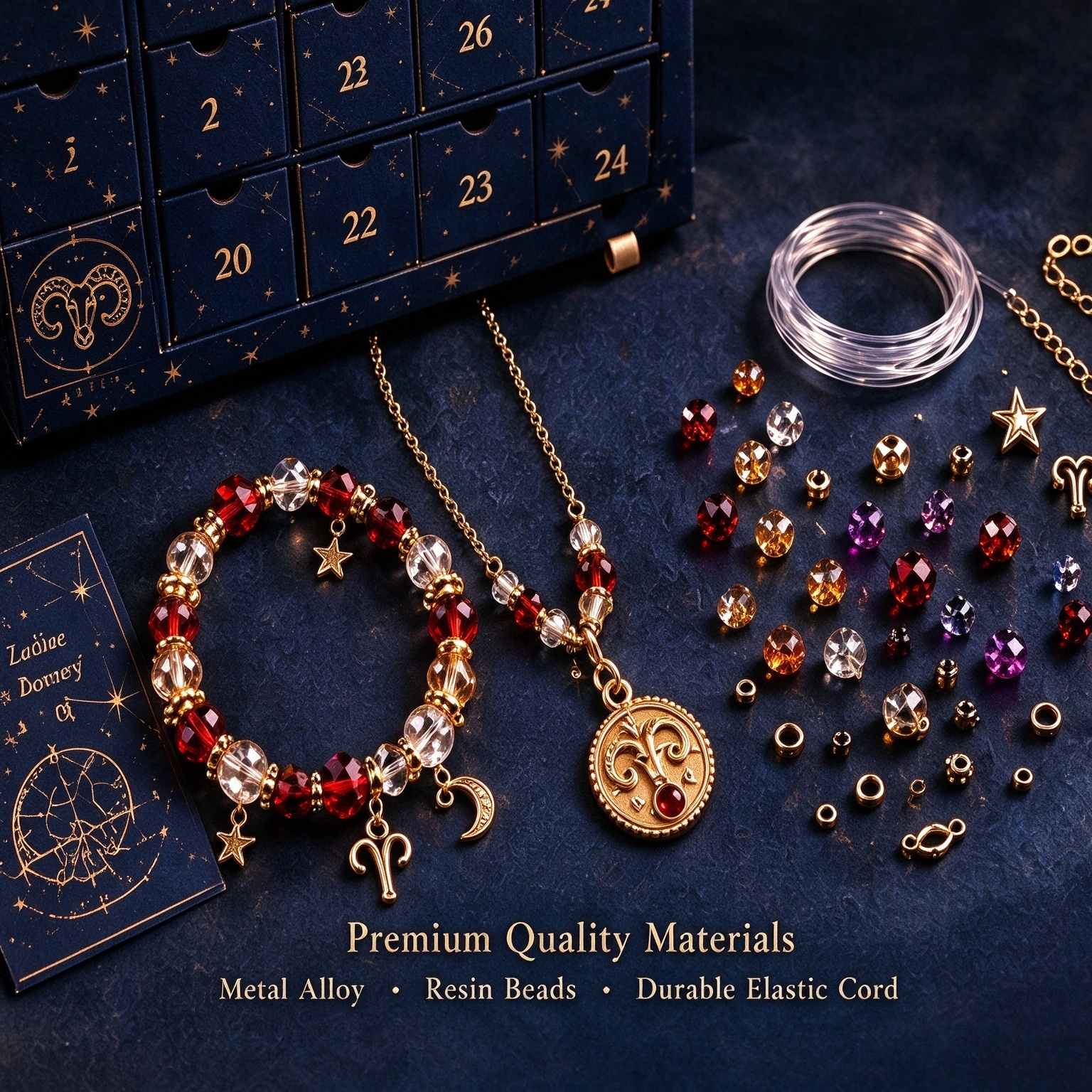 50% OFF | ✨ 24 Days Zodiac DIY Jewelry Advent Calendar – 24 Days of Beads & Charms 🌟