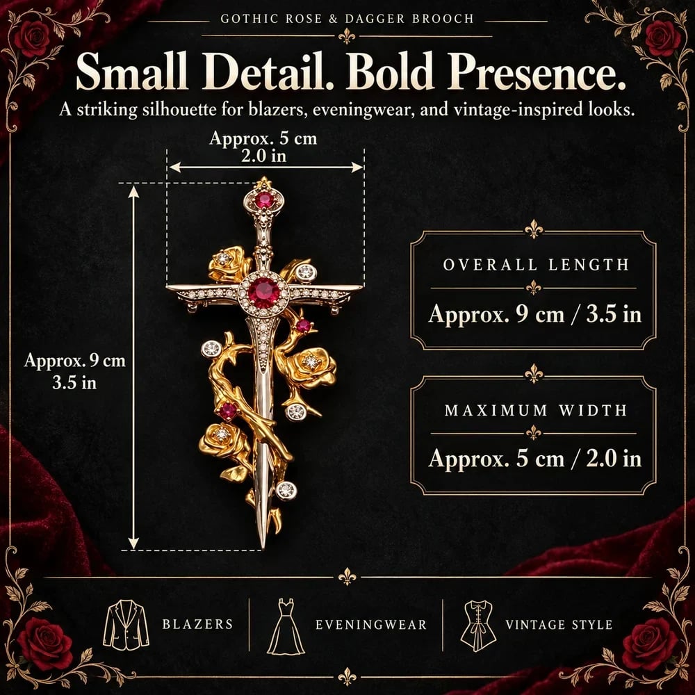 Dimension guide showing approximate overall length 9 cm and maximum width 5 cm