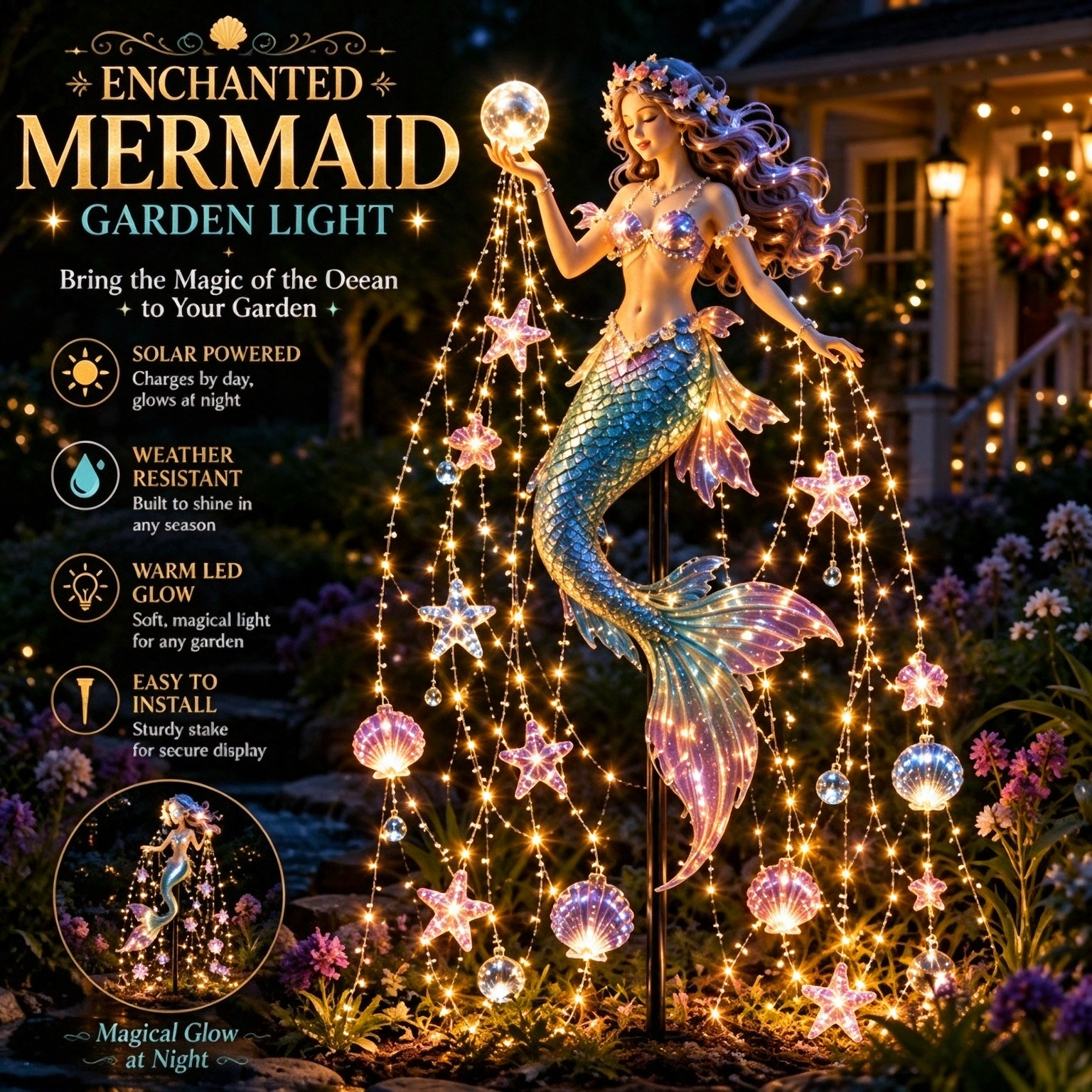 🔥✨ Enchanted Flower Fairy Solar Garden Light – Magical Glowing Outdoor Christmas Yard Decor 🧚🌸