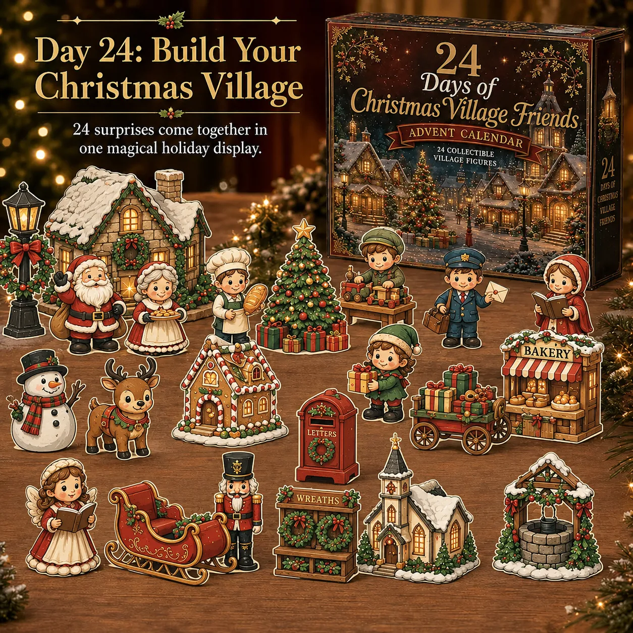 50% OFF | 🏠 24 Days Christmas Village Advent Calendar – 24 Mini Shops & Characters ✨