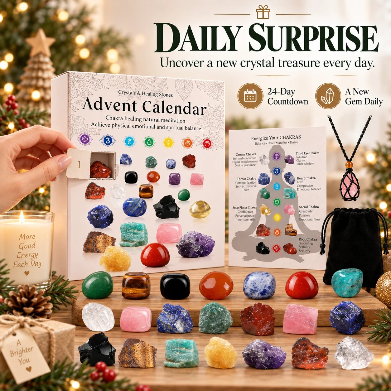 50% OFF | 💎 Crystal Advent Calendar – 24 Days Gemstone Gift Box 🎁