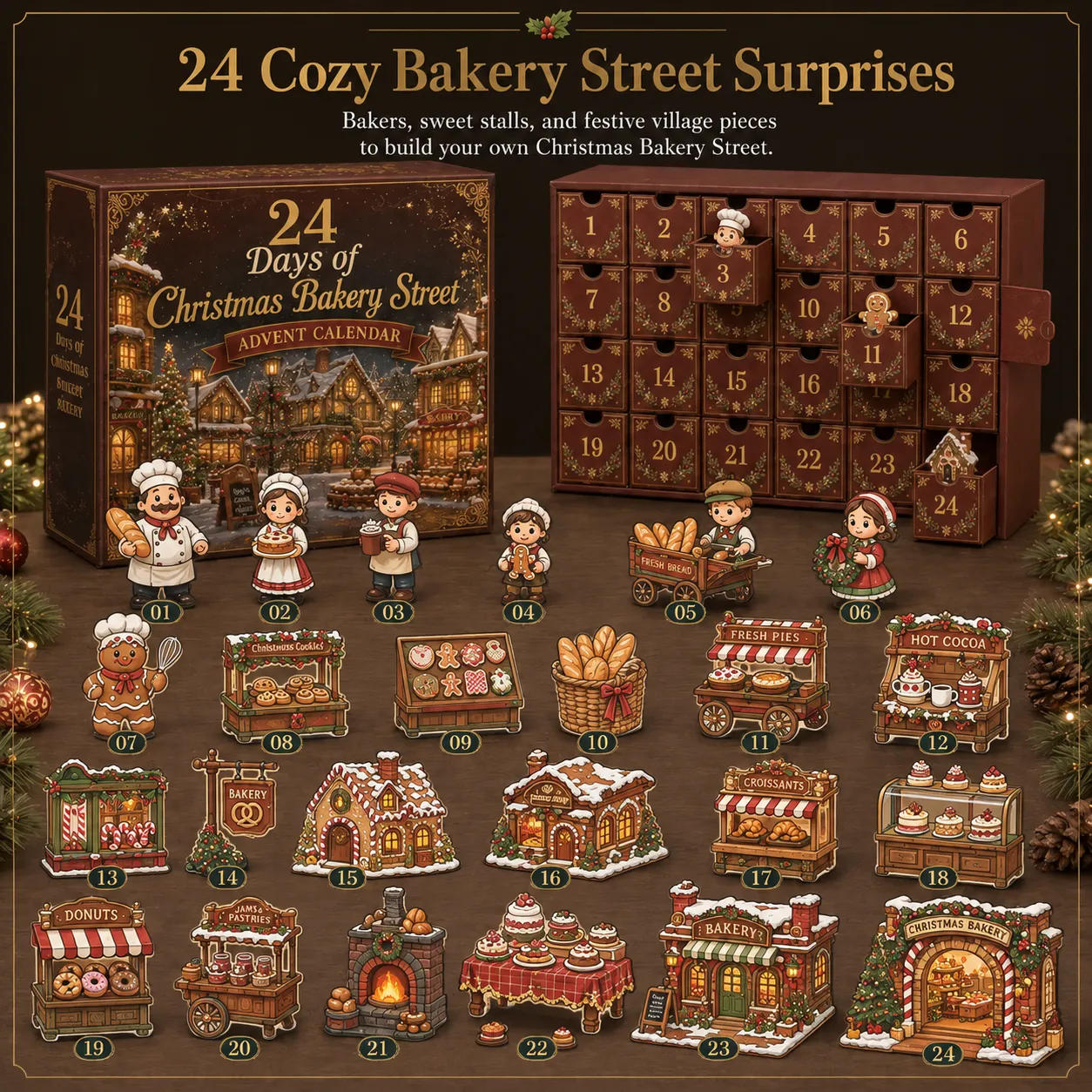 50% OFF | 🏠 24 Days Christmas Village Advent Calendar – 24 Mini Shops & Characters ✨