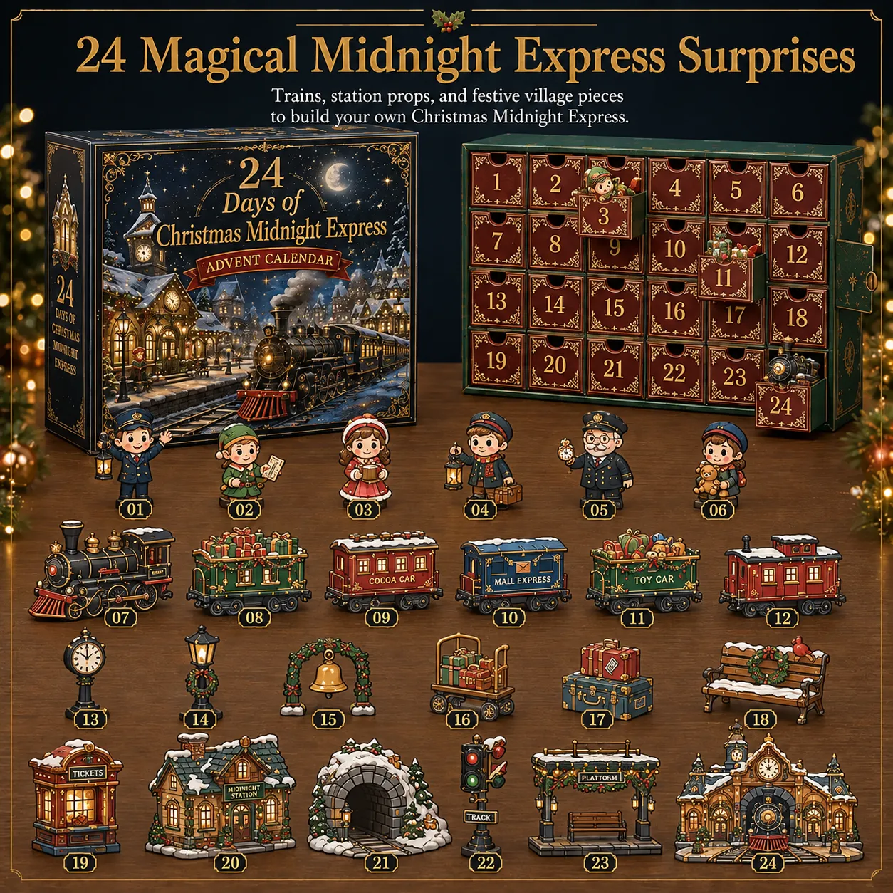 50% OFF | 🏠 24 Days Christmas Village Advent Calendar – 24 Mini Shops & Characters ✨