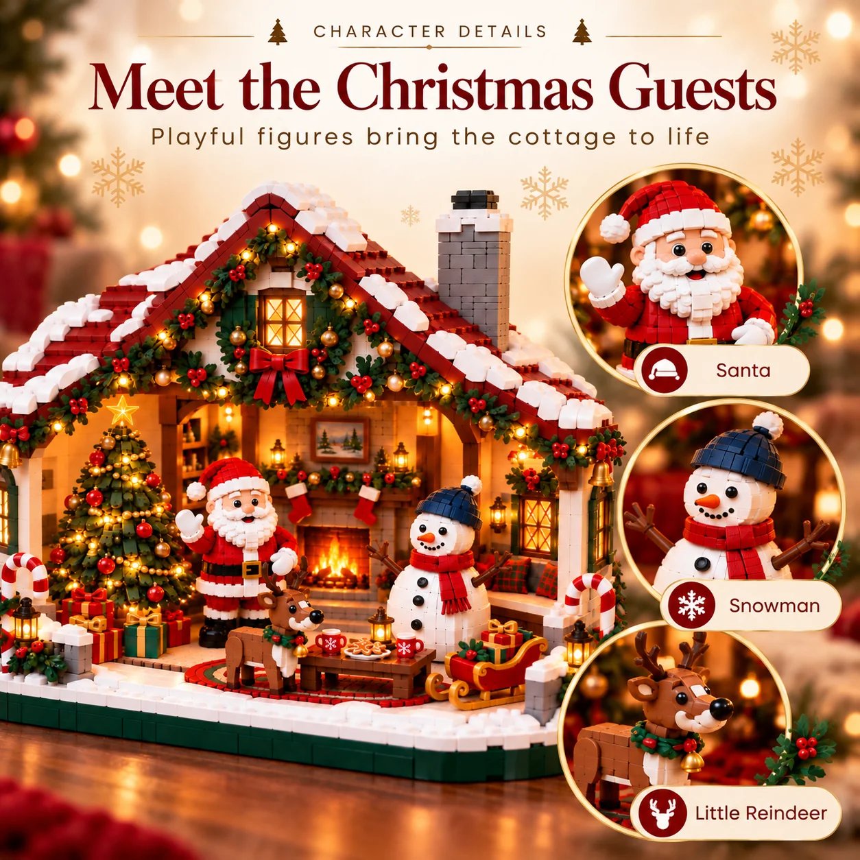 50% OFF | 🏡 Warm Holiday Cabin Brick Kit – Assemble as a Family, Craft Keepsakes & Showcase with Joy 🎄