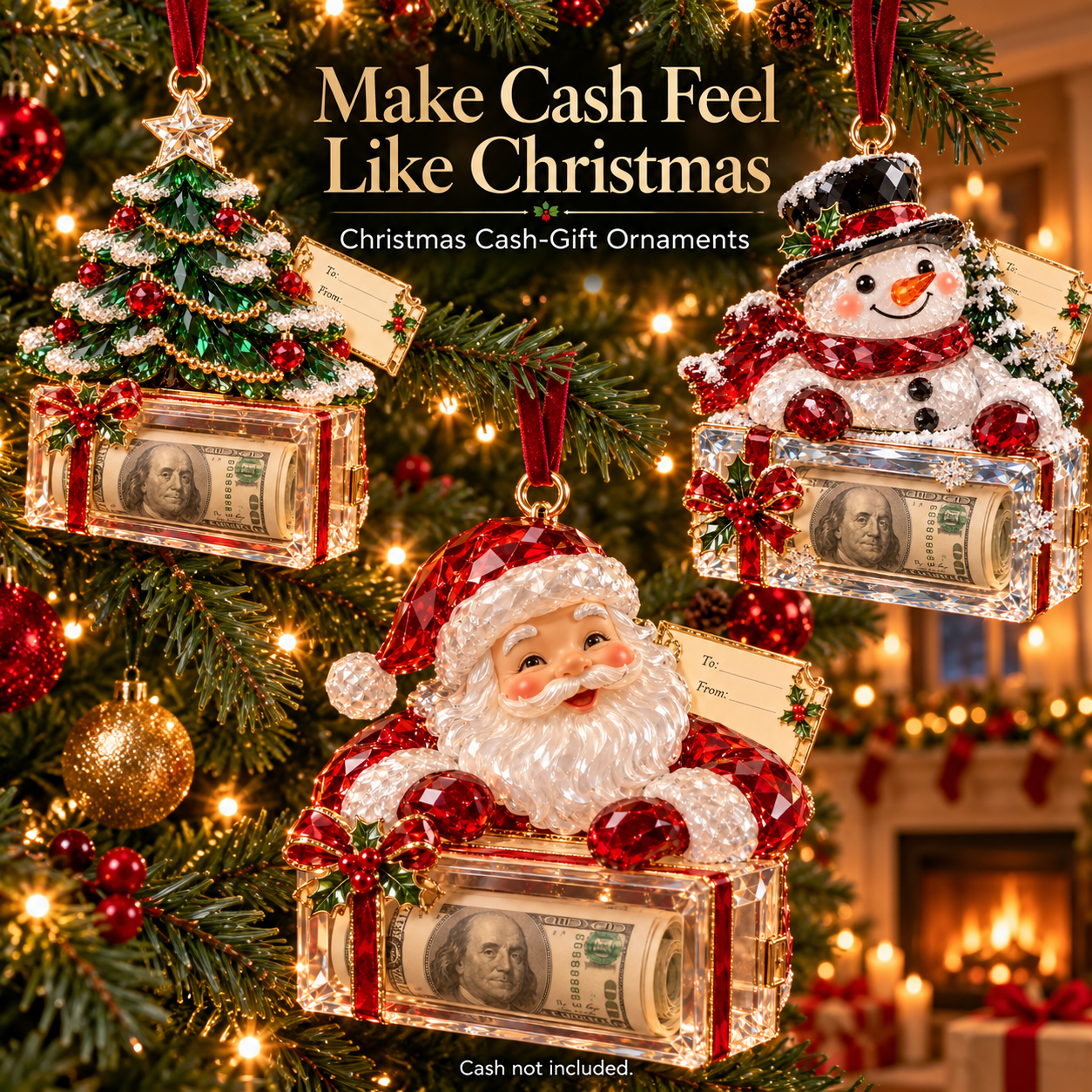 Crystal-Style Christmas Money Holder Ornament — main product