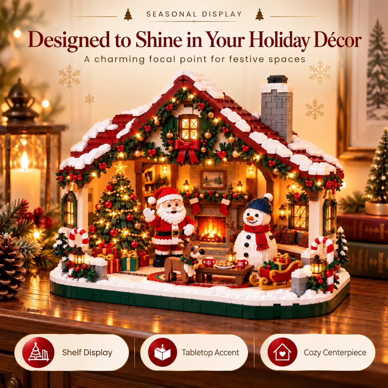 50% OFF | 🏡 Warm Holiday Cabin Brick Kit – Assemble as a Family, Craft Keepsakes & Showcase with Joy 🎄
