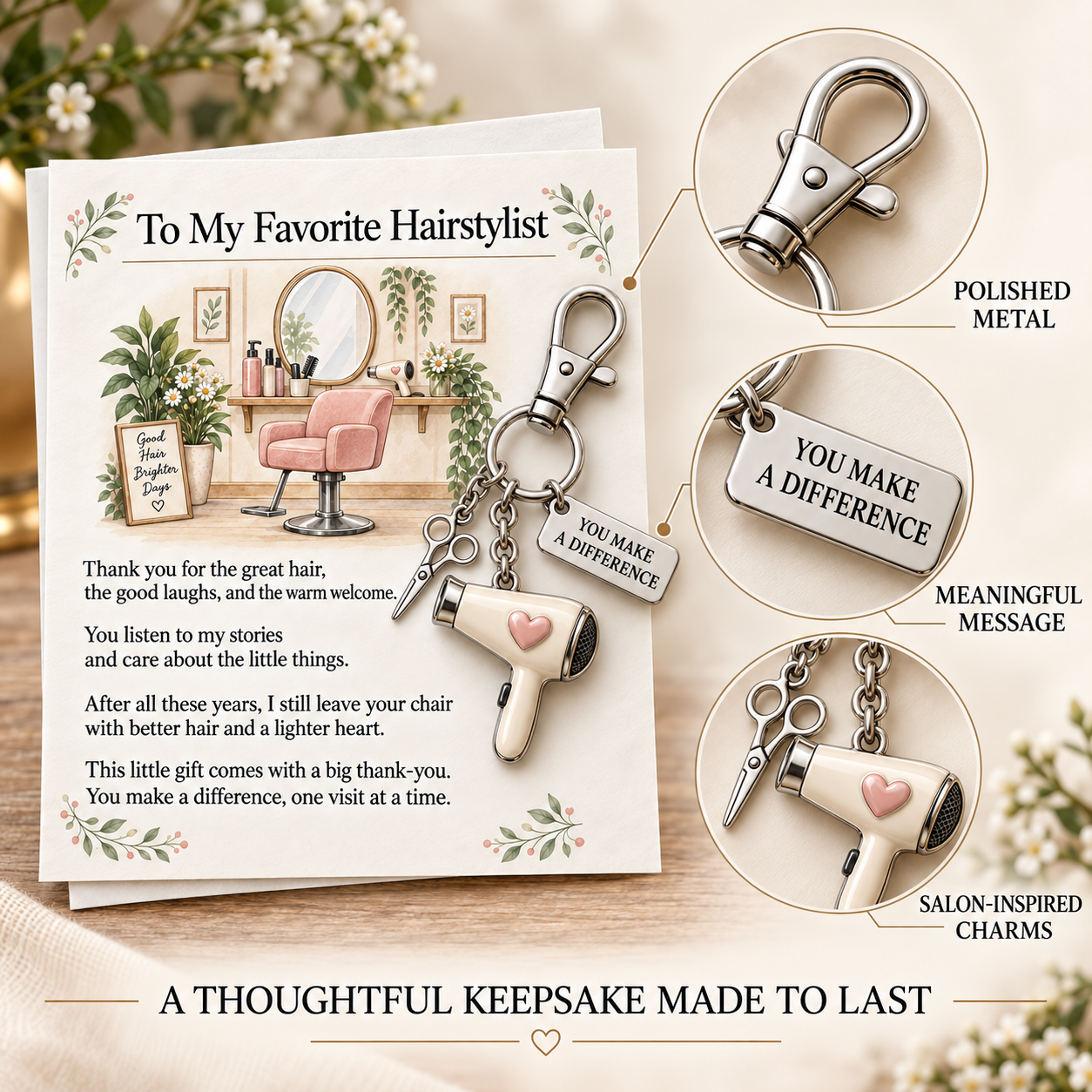 50% OFF | ✨ "You Make a Difference" Appreciation Gift Set – Keychain & Greeting Card 🎁