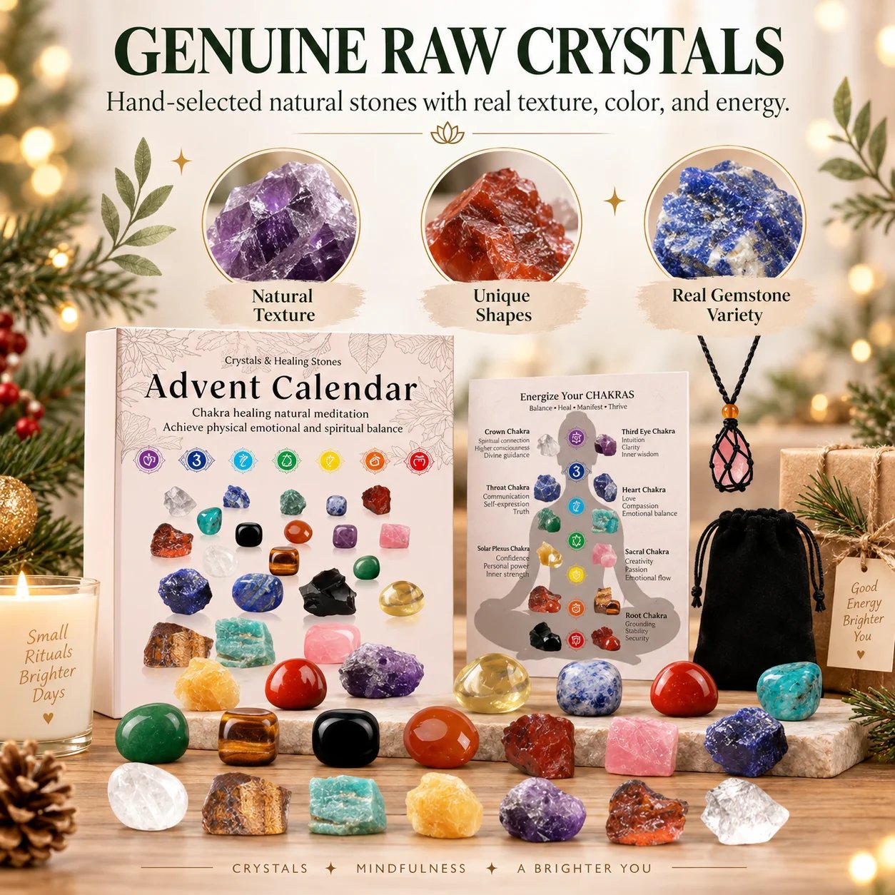 50% OFF | 💎 Crystal Advent Calendar – 24 Days Gemstone Gift Box 🎁