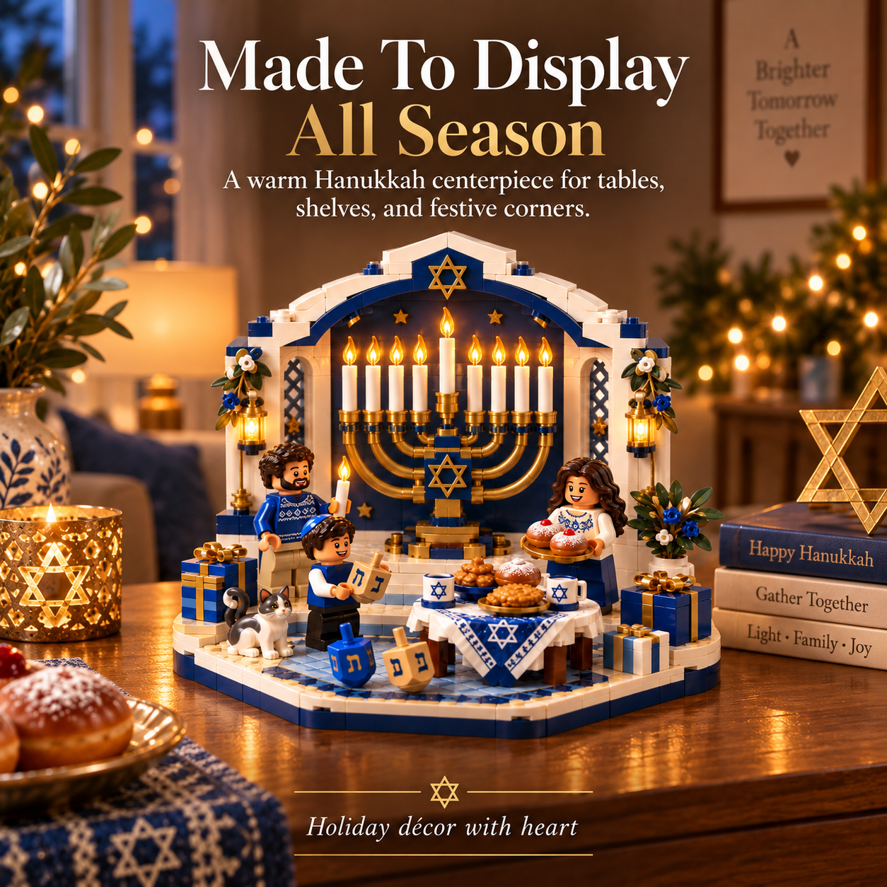 50% OFF | 🕎✨ Hanukkah Family Light Building Block Display Set – Festival of Lights Brick Christmas Decor ⭐