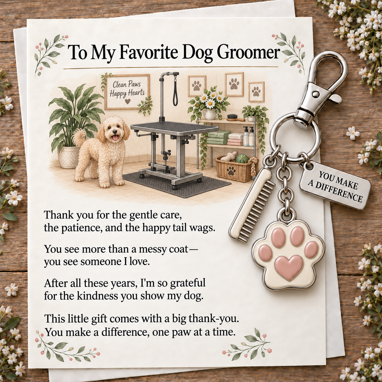 50% OFF | ✨ "You Make a Difference" Appreciation Gift Set – Keychain & Greeting Card 🎁