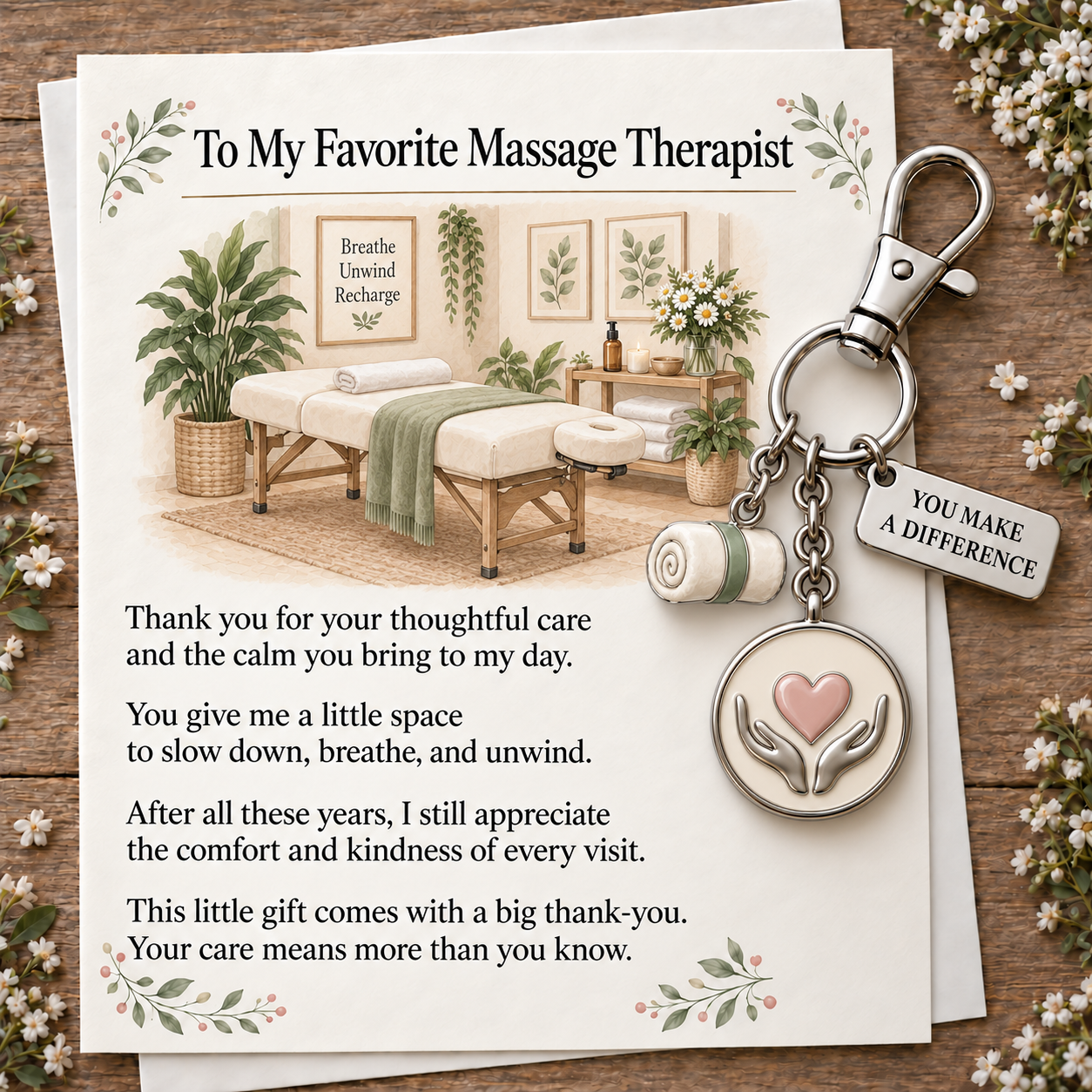 50% OFF | ✨ "You Make a Difference" Appreciation Gift Set – Keychain & Greeting Card 🎁