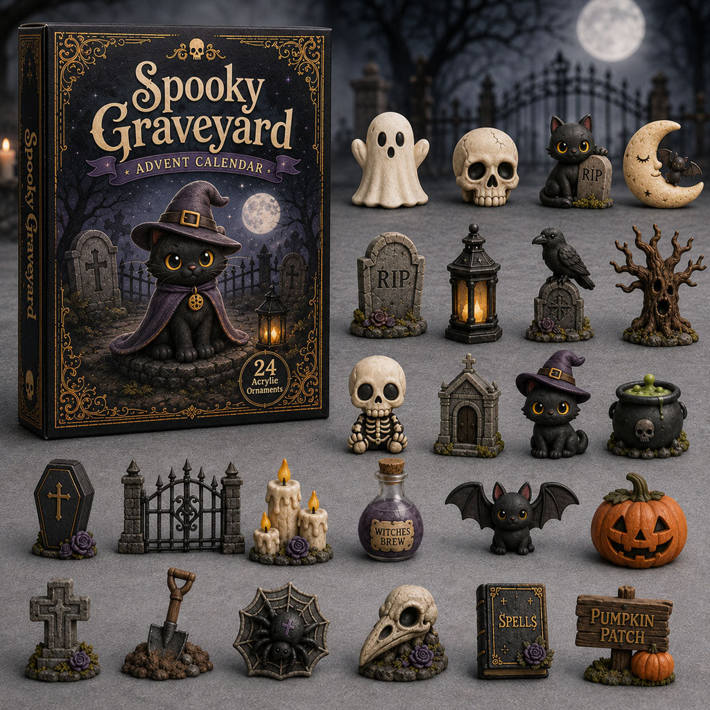 Spooky Graveyard Halloween Advent Calendar 2026 – 24-Day Countdown with Acrylic Charms