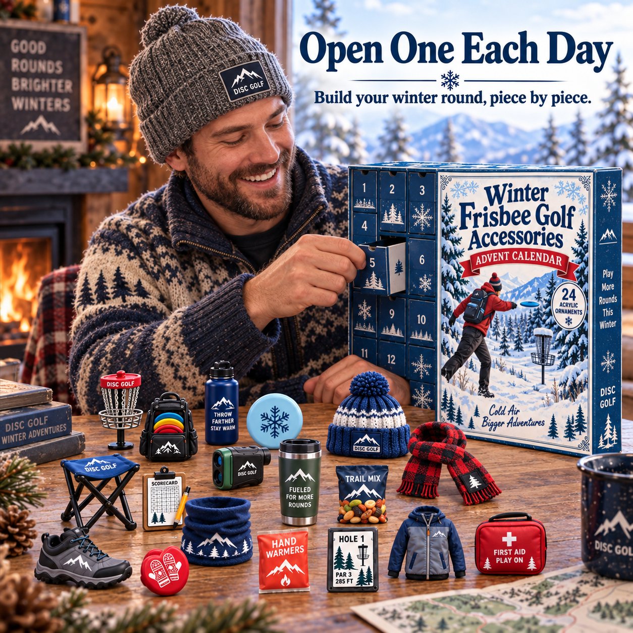 50% OFF | 🥏 24 Winter Christmas Memories: Disc Golf Advent Calendar – Mini Disc Golf Set & Alpine Course Display ✨