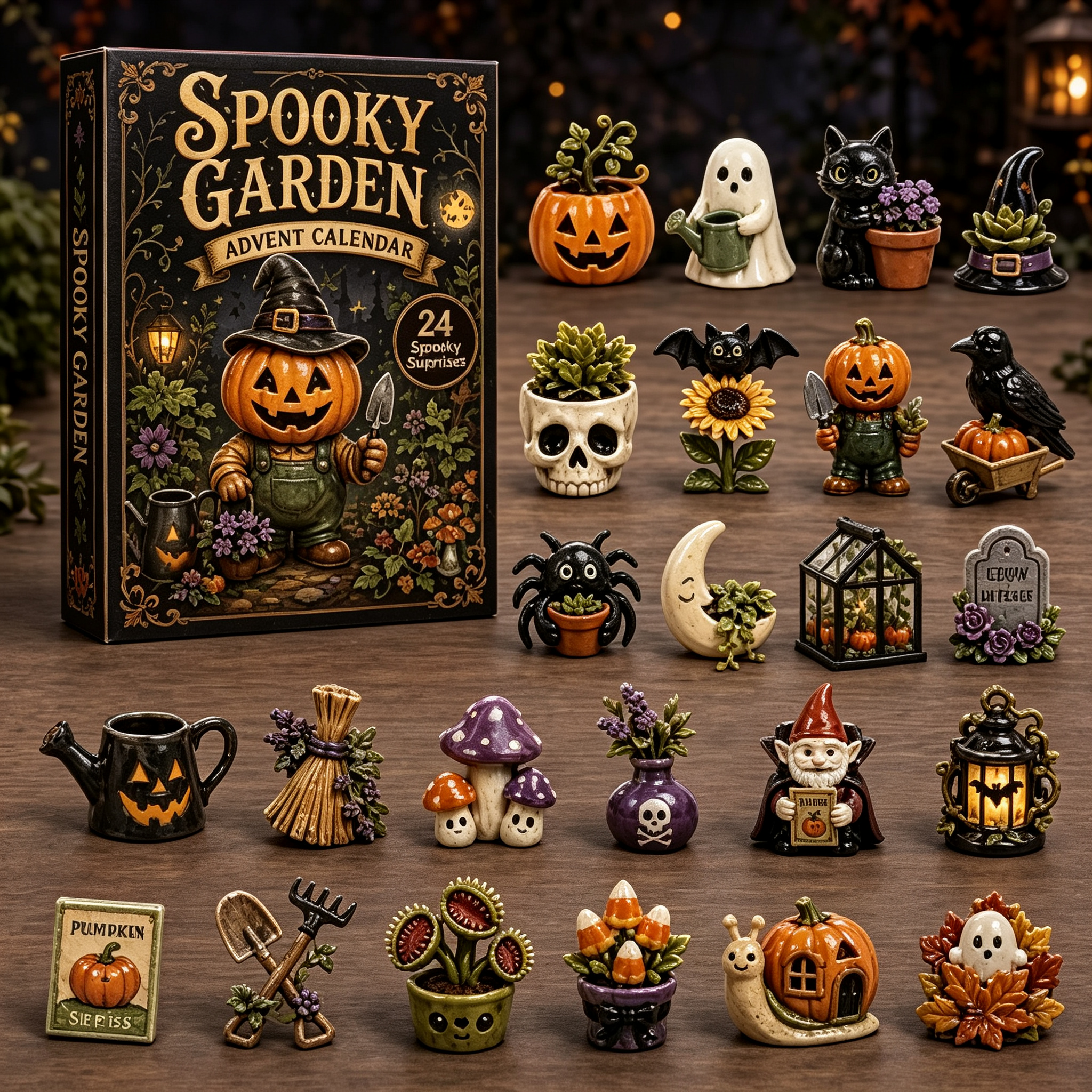 Spooky Graveyard Halloween Advent Calendar 2026 – 24-Day Countdown with Acrylic Charms