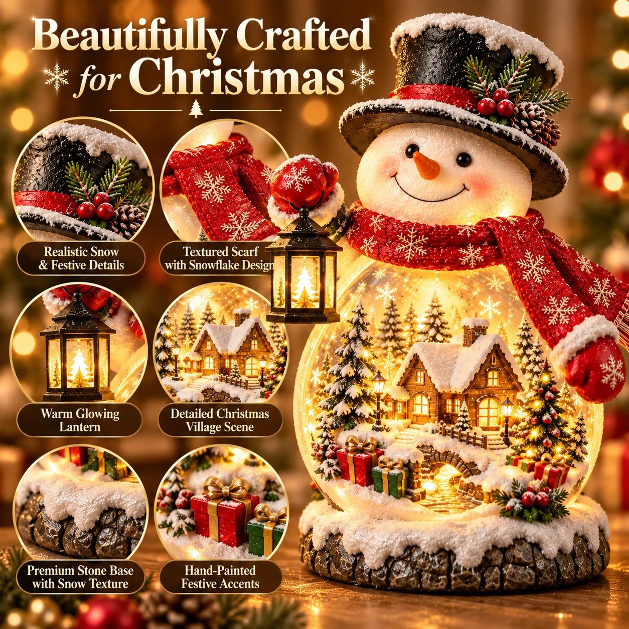 50% OFF | ✨ "Snowman Glow" Christmas Village – Festive Glowing Table Decoration 🎄