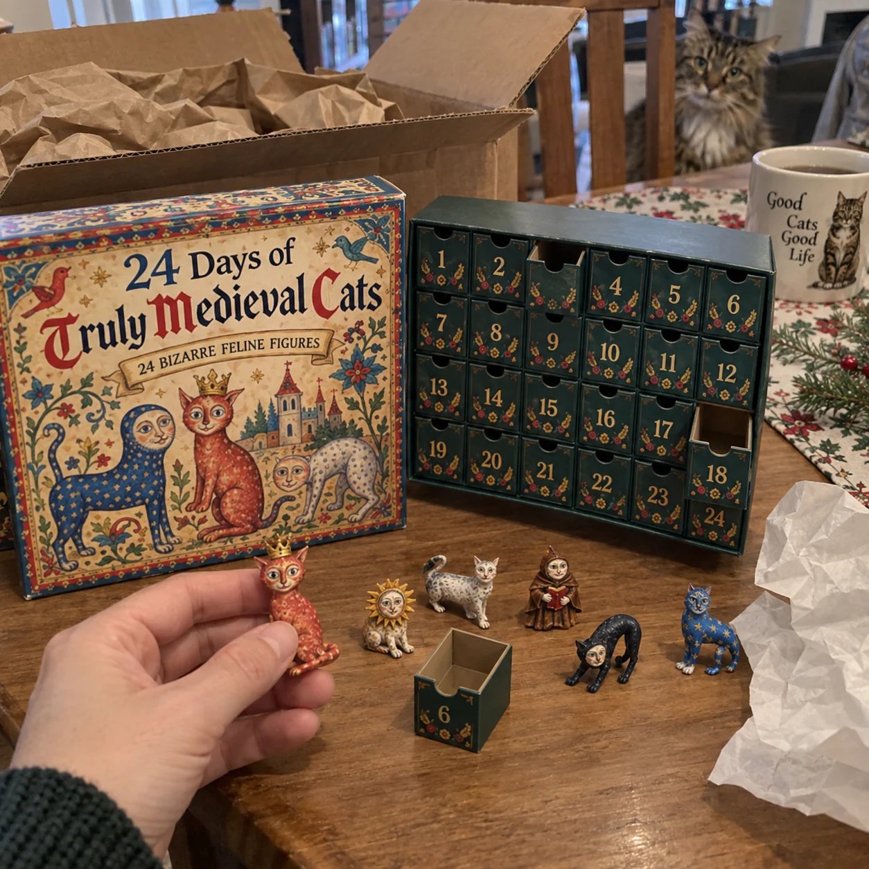 50% OFF | 🐈🏰 24 Days of Ugly Medieval Cats Advent Calendar – 24 Funny Feline Collectibles ✨