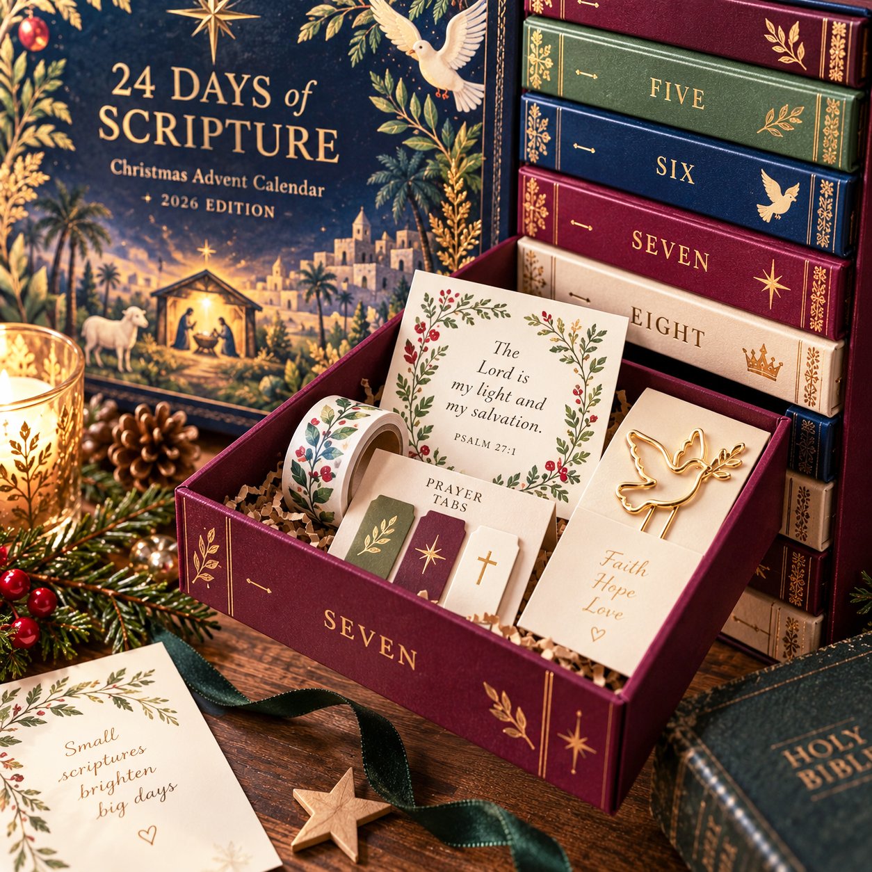 50% OFF | 📖 Scripture Advent Calendar 2026 – 24 Days Bible Verse Countdown ✝️