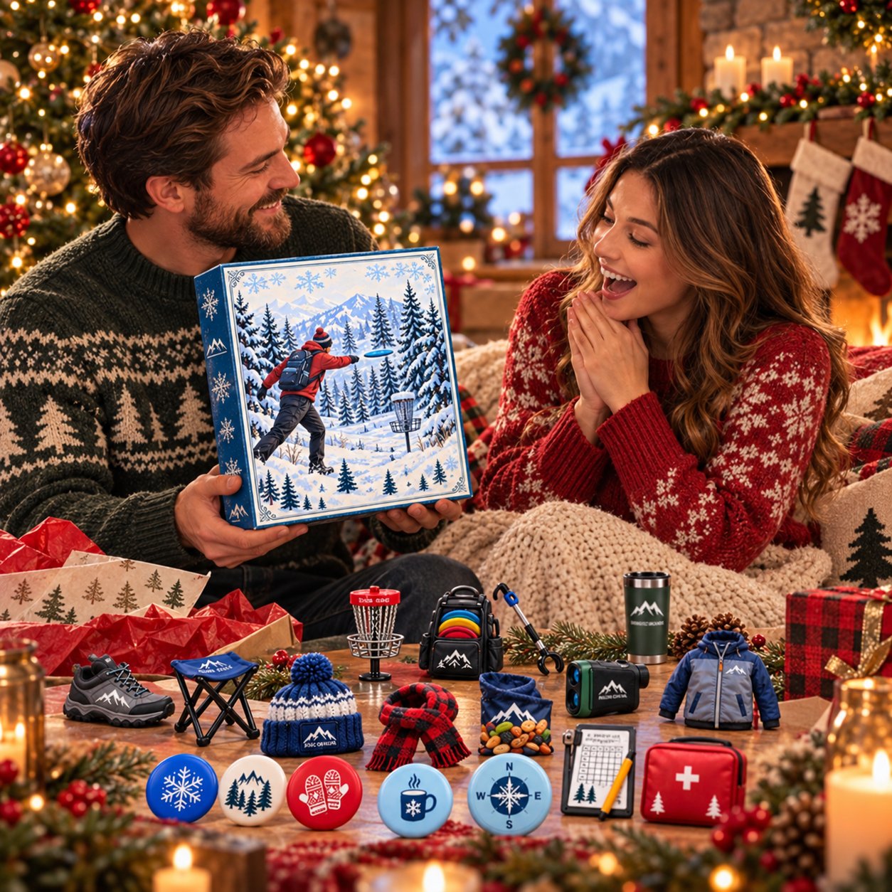 50% OFF | 🥏 24 Winter Christmas Memories: Disc Golf Advent Calendar – Mini Disc Golf Set & Alpine Course Display ✨